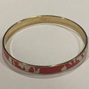 J.Crew Signed  Bangle Bracelet Gold Tone / Red / Off White Pattern Photo 0