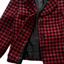 Houndstooth Semantiks Jacket Red Black  3/4 Sleeve Career Blazer Size 8 Petite Photo 6