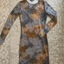 Missguided Brown Tie-Dye Rib Crew Neck Mini Dress Photo 1