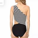 Michael Kors Michael  One Shoulder Stripe Cutout One-Piece Swimsuit Photo 3