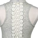 Dylan  Back Interest Macrame Crochet Lace Panel Hi-Low Hem Scoop Neck Tank Top Photo 1