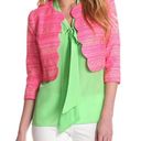 Lilly Pulitzer Wonda Pink Metallic Boucle Cropped Scalloped Open Front Jacket Photo 1