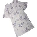 Boutique Japanese Brand Ivory Sheer Bell Sleeve Floral Embroidered Midi Dress EU 42 US M Photo 0