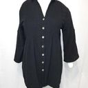 Buttons VINTAGE! DUNES BLACK SHELL  LONG SHIRT TEXTURED BUTTON UP BLOUSE TOP Photo 0