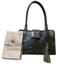 Patricia Nash  Rienzo Satchel Soft Olive Green Rose Tooled Leather Tassel Bag Photo 0