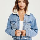 Abercrombie & Fitch Abercrombie Cropped Trucker Jacket Sherpa Collar Medium Wash Photo 0