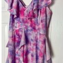 Pretty Little Thing Pink Tie Dye Cold Shoulder Ruffle Detail Maxi Dress 12 Large Photo 4