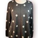 Coldwater Creek  POLKA DOT SWEATER GRAY WHITE CLASSIC PULLOVER SIZE PETITE MEDIUM Photo 0