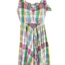 Polo  Ralph Lauren Madras Plaid Ruffle Midi Dress Size US 2 White Pink Photo 0