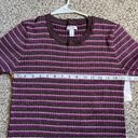 Nine West 🦋 NWT  Purple Striped Glitter Long Sleeve Blouse Sweater Large Sparkly Photo 6