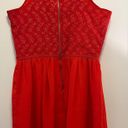 Socialite Red Eyelet Chiffon Skater Sleeveless Dress - Size Medium Photo 6