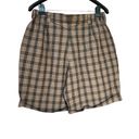 Bermuda Vintage Bogner Plaid Pleated Roll Cuff Mom  High Rise Shorts Tan Photo 7