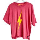 Aviator Nation  Short Sleeve Lightning Bolt Print T-Shirt Red Women's Size Large Photo 0