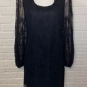 Trina Turk  Lace Overlay Mini Dress Cut Out Neckline Sheer Balloon Sleeve Black 4 Photo 3