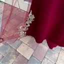 Cinderella Divine  womens mermaid appliqué prom formal dress burgundy/gold 10 Photo 1