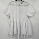 Hill House  Francesca Top High Low Blouse Peplum Cotton White NEW Womens Small Photo 2