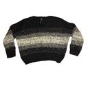 Renee C . Black & White Striped Eyelash Long Sleeve  Cozy Knit Sweater Women Sz S Photo 4