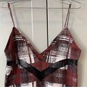 Lovers + Friends  Tank Top Cami Red White Mesh Insert Plaid Tartan Shift Lace XS Photo 3