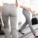 Betabrand  Straight Leg 7-Pocket Dress Pant Yoga Pants in Gray Stripe Size Medium Photo 3