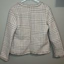 Houndstooth Beloved neutral pink fringe trim  tweed blazer size small Photo 3