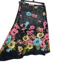 Anne Klein AK  Blue Corduroy Sequins and Floral Design A-Line Midi Skirt Size 10 Photo 7