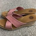 UGG  Pink Leather Criss Cross Mule Wedge Sandals Women's 7.5 Photo 0