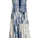 Angie  Blue White Tie Dye Tiered Midi Dress Photo 3