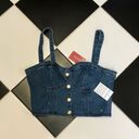 Guess NWT  Denim Bustier Corset Tank 90s Supermodel Bardot Coquette Crop Top sz L Photo 4