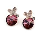 Ocean Fashion Dark purple lovely flowers crystal earrings Photo 0