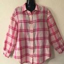 Jones Wear Women's  Sport Pink Plaid Button Down Shirt Size M Photo 0