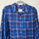 Anthropologie Isadora Flannel Button Back Long Sleeve Tunic Blue Plaid Plus Size Photo 1