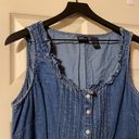 Krass&co 90s NY& sleeveless button down denim ruffle top Photo 2