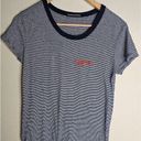 Brandy Melville  John Galt Ringer Embroidered California Striped T-shirt One Size Photo 0