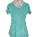 Edge Womens Blouse Sz 4 Green Frayed  V Neckline Sleeve Made in Italy  Bohemian Photo 0