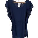 The Moon Full Cheryl Maternity Tie Front Blouse in Navy size 2X Laser Cut Out Floral Photo 3
