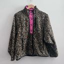 American Eagle  Leopard Print Pink Trim Fleece Jacket Photo 1