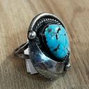 Vintage Blue  Turquoise Leaf Ring, Sterling Silver Native American Ring Sz 5.5 Photo 4