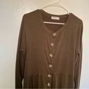 Zenana Outfitters Shirred Waist Buttoned Cardigan Olive Green Photo 3