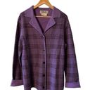 Carlisle Vintage  Sweater Jacket Collared Cardigan purple Black Checked Wool M Photo 0