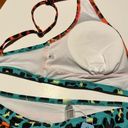 NEW Tropical Floral Leopard Bikini Swimsuit V Neck High Waisted 2 Piece Set Size M Photo 5