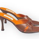Isaac Mizrahi new  ⌘ Open Vamp Lizard Kitten Heel Mule Sandals ⌘ Orange Brown 10 Photo 1