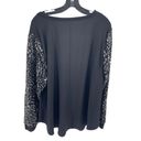 Lane Bryant  Womens Pullover blouse shirt Embroidered Metallic sequins Black Size Photo 2