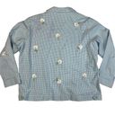 Quacker Factory  Blue Gingham Embroidered Floral Daisies Jacket Women's Size 1X Photo 1