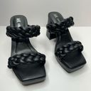 Anne Klein  Sandals Womens Size 5.5 Black Braided Double Strap Slip On Heels Photo 2