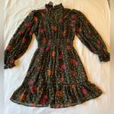 Angie Dark Hunter Green Floral Print Boho Long Sleeve Mini Dress Size XS NWT Photo 3