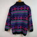 Vintage 80s Dayglo Neon Tribal Abstract Nordic Fair Isle Mock Neck Ski Sweater L Multiple Size L Photo 4