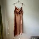 Petal and Pup  Cyprus Gold Satin Midi Asymmetrical Hem Dress 8 Photo 11