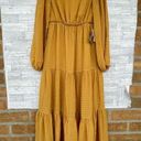 Rachel Parcell  Mustard Yellow Ruffled Tiered Long Sleeve Maxi Dress Textured Photo 0