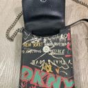 DKNY  Elissa Graffiti Leather Crossbody Bag Black Silver Chain NYC Theme Lock Photo 5