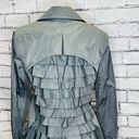 BCBGMAXAZRIA  Womens Gray Ruffled Belted Ophelia Trench Coat Size Small Photo 3